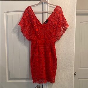 Lulu's Red Crochet Lace Mini Dress
